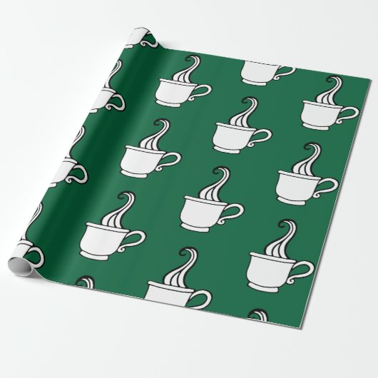 Green Coffee Wrapping Paper  Cadeaupapier (Uitgerold)