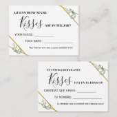 Green Combien de baisers carte de jeu bilingue (Devant / Derrière)