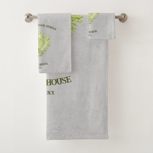 Green Conch Shell Bath Set Bad Handdoek (Insitu)