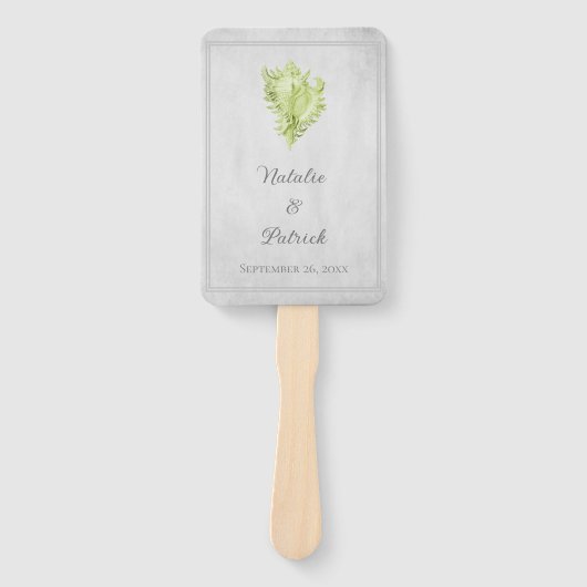 Green Conch Shell Wedding Hand Fans Handwaaier (Voorkant)