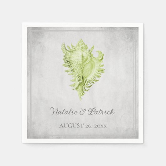 Green Conch Shell Wedding Paper Napkins Servet (Voorkant)