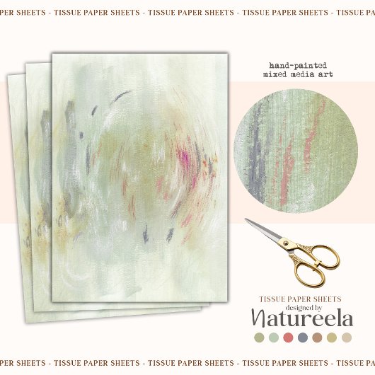 Green Contemporary Abstract Decoupage Tissue Paper Tissuepapier