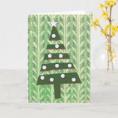Green Contemporary Art Christmas Tree Carte de vac (Fleur jaune)