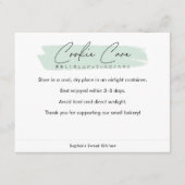 Green Cookie Care Instructions Minimalist Script Bedankkaart (Voorkant)