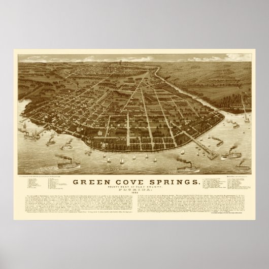 Green Cove Springs, FL Panoramic Map - 1885 Poster (Voorkant)