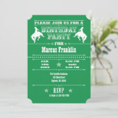 Green Cowboy Rodeo Anniversaire Fête Invitation (Debout devant)
