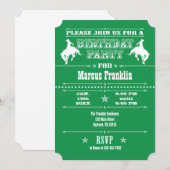 Green Cowboy Rodeo Anniversaire Fête Invitation (Devant / Derrière)
