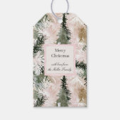 Green Cream Christmas Pine Cones Cadeaulabel (Voorkant)