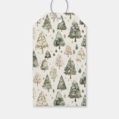 Green Cream Christmas Trees Cadeaulabel (Achterkant)