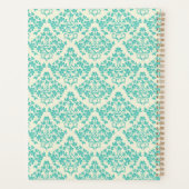 Green Cream Damask Cute Girly Trendy Monogram Planner (Achterkant)