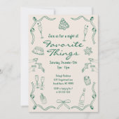 Green & Cream Hand getrokken Doodle Kerstmis Kaart (Voorkant)