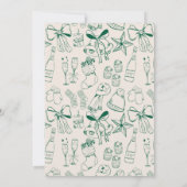 Green & Cream Hand getrokken Doodle Kerstmis Kaart (Achterkant)