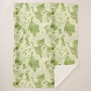 Green Cream Koeienhuid Sherpa Deken