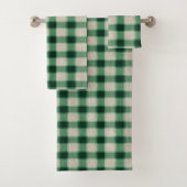 Green Cream Plaid Bad Handdoek (Insitu)