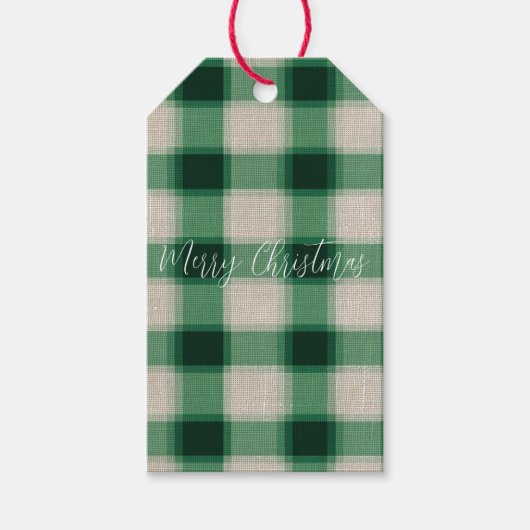 Green Cream Plaid Cadeaulabel (Voorkant)