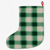 Green Cream Plaid Grote Kerstsok (Achterkant)