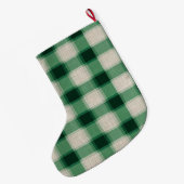 Green Cream Plaid Grote Kerstsok (Achterkant (Hangend))