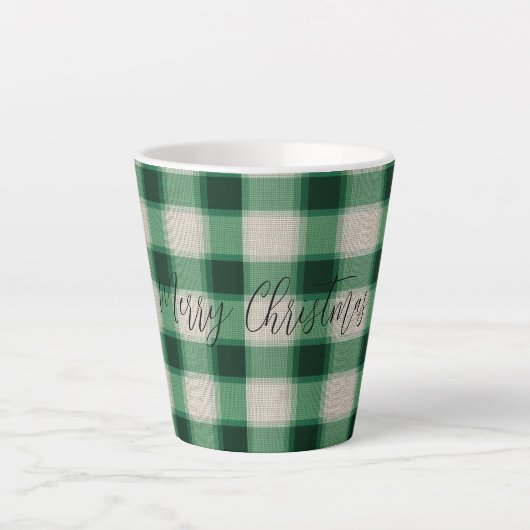 Green Cream Plaid Latte Mok (Voorkant)
