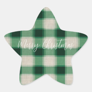 Green Cream Plaid Ster Sticker