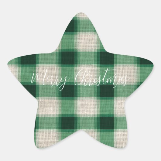Green Cream Plaid Ster Sticker (Voorkant)