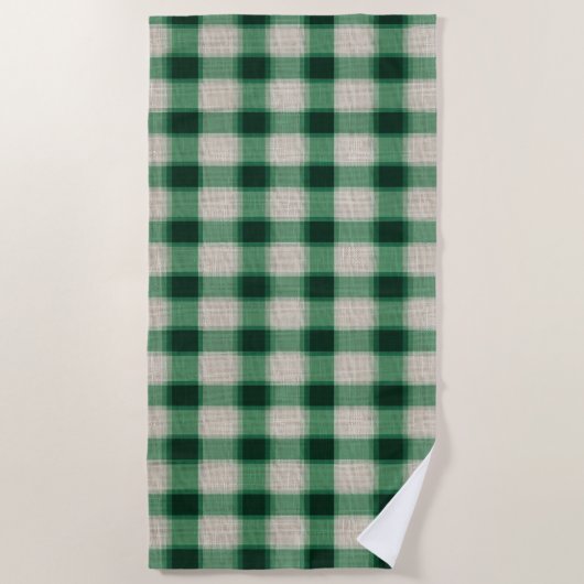 Green Cream Plaid Strandlaken (Voorkant)