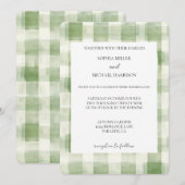 Green Cream Plaid Stripes Country Wedding Kaart (Voorkant / Achterkant)