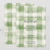 Green Cream Plaid Stripes Verjaardag Kaart (Voorkant / Achterkant)