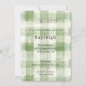 Green Cream Plaid Stripes Verjaardag Kaart (Voorkant)