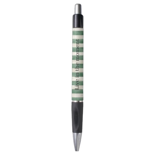 Green Cream Stripes Christmas Pen (Voorkant Verticaal)