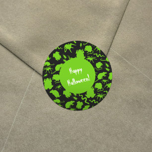 Green Creepy Crawly Critters Rats Horror Pattern Ronde Sticker
