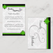 Green Crest Damask Bridal Registry Kaarten (Voorkant / Achterkant)
