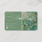 Green Crystal Quartz Gold Glitter Visitekaartjes (Achterkant)
