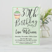 Green Cupcake 30th Birthday Party Kaart (Staand voorkant)
