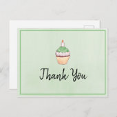 Green Cupcake Birthday Bedankt Briefkaart (Voorkant / Achterkant)
