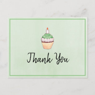 Green Cupcake Birthday Bedankt Briefkaart