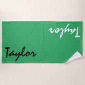Green Custom Name Serviette de plage personnalisée (Devant)