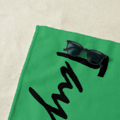 Green Custom Name Serviette de plage personnalisée (En situation)