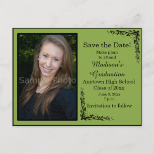Green Custom Photo Graduation Enregistrer la carte