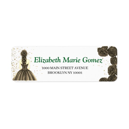 Green Custom Quinceañera Address Label (Voorkant)
