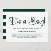 Green Cute Calligraphy Het is een Boy Baby shower Kaart (Voorkant / Achterkant)