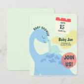 Green Cute Dinosaur Baby shower Invitation (Devant / Derrière)