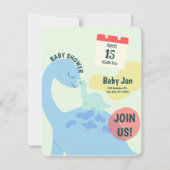 Green Cute Dinosaur Baby shower Invitation Kaart (Voorkant)
