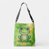 Green cute frog crossbody tas (Achterkant)