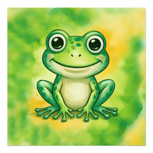 Green cute frog foto afdruk (Voorkant)