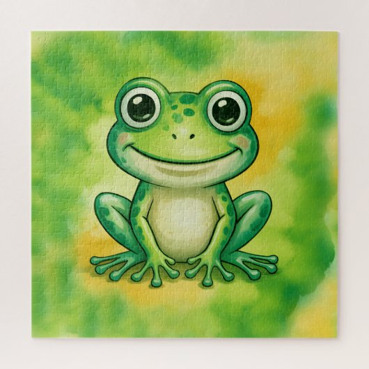 Green cute frog legpuzzel (Verticaal)