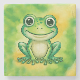 Green cute frog stenen onderzetter