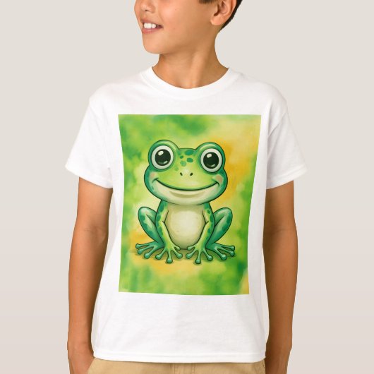 Green cute frog t-shirt (Voorkant)