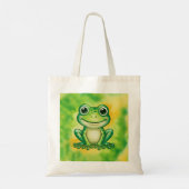 Green cute frog tote bag (Achterkant)