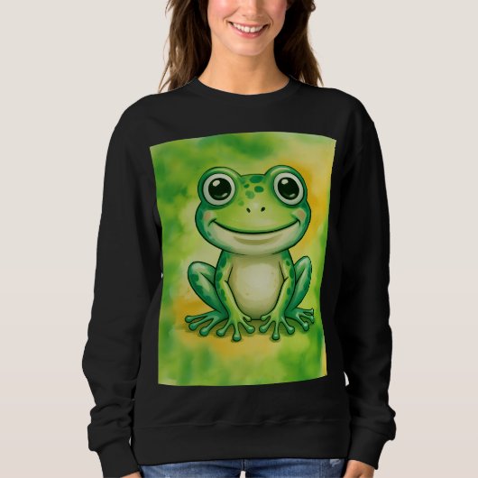 Green cute frog trui (Voorkant)