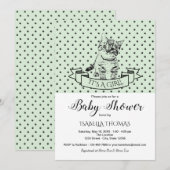Green Cute Kitten Baby shower Invitation (Devant / Derrière)